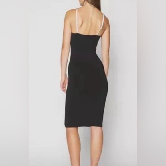 Camila Coelho black Jude rhinestone straps fine knit dress M - Picture 2 of 10